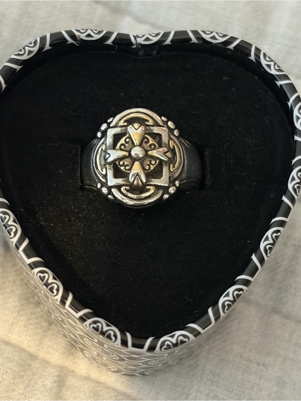 Brighton Sterling Silver Black Shield Cross Ring